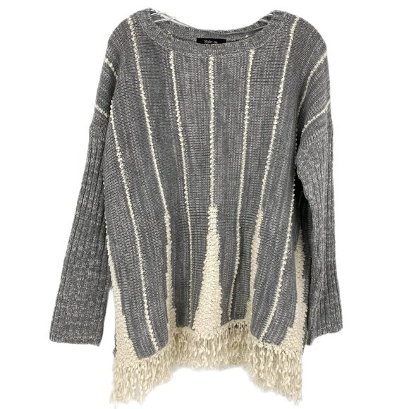 Style & Co. Gray Cream Basic Crew Neck Sweater | Size M - Picture 1 of 5